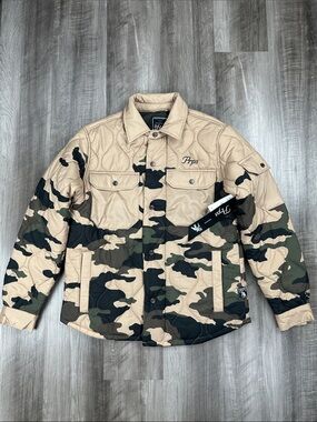 PRPS Hunter Khaki Camouflage Quilted Puffer Jacket - Small